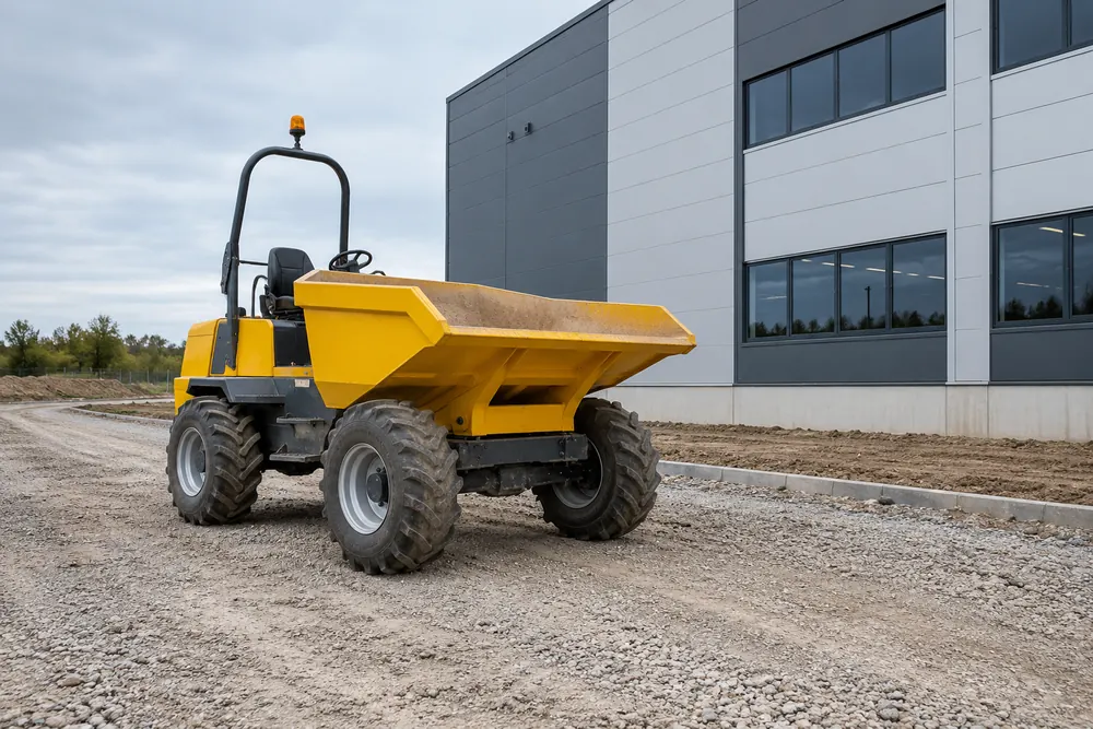 Site dumper parked on a level access route